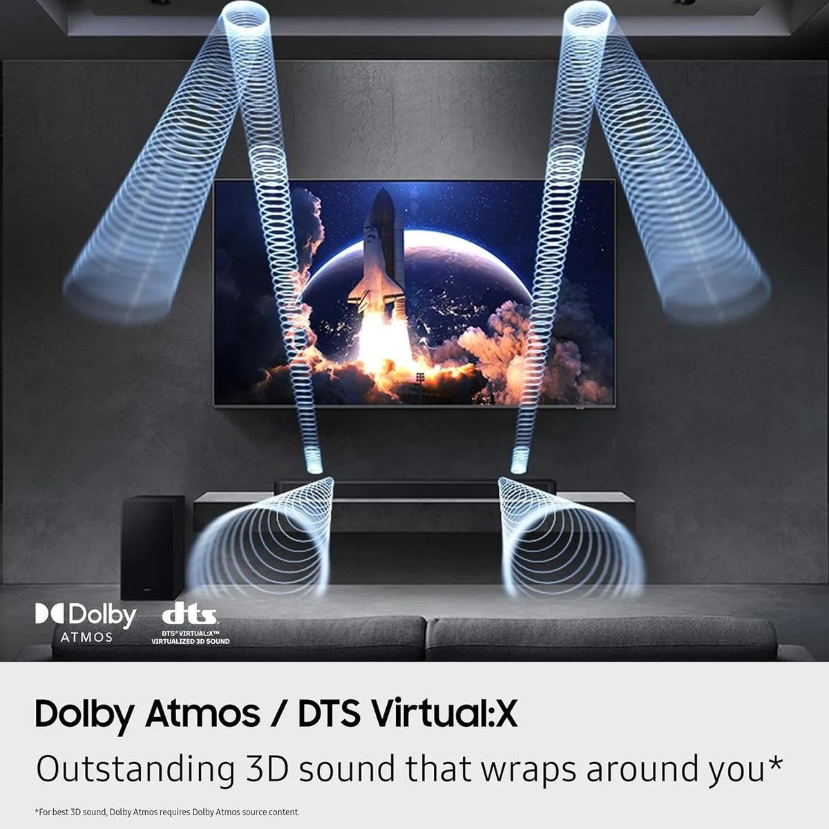 Samsung HW-Q600F/ZP Q-Series 3.1.2CH Soundbar with Subwoofer, Black, Dolby Atmos, Wireless Home Theater System