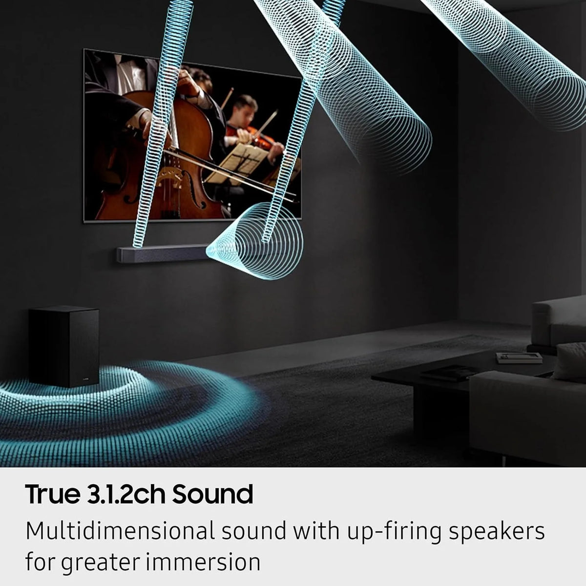 Samsung HW-Q600F/ZP Q-Series 3.1.2CH Soundbar with Subwoofer, Black, Dolby Atmos, Wireless Home Theater System