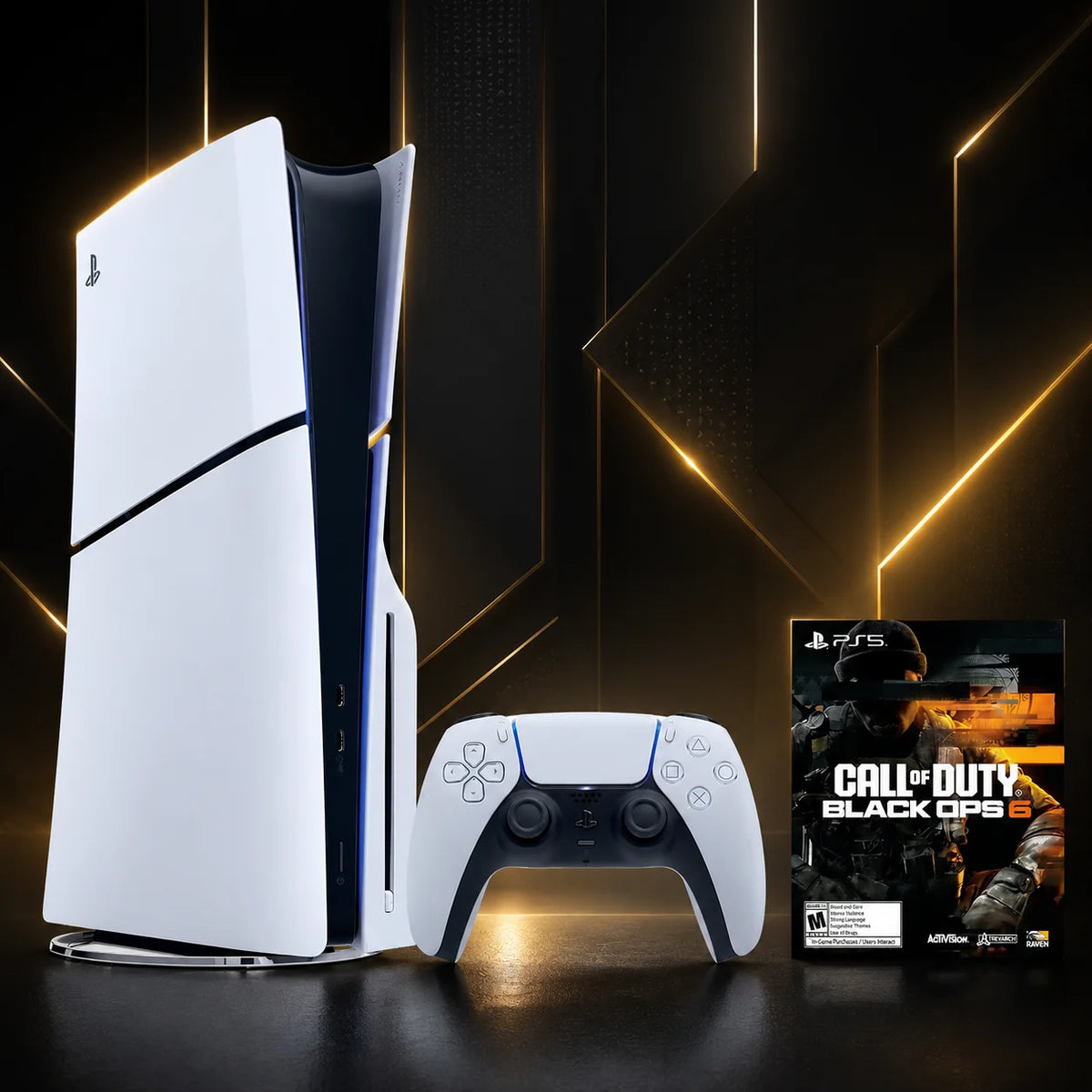 Sony PS5 Slim 1TB Disc Console with DualSense Controller, Call of Duty Black Ops 6 Bundle