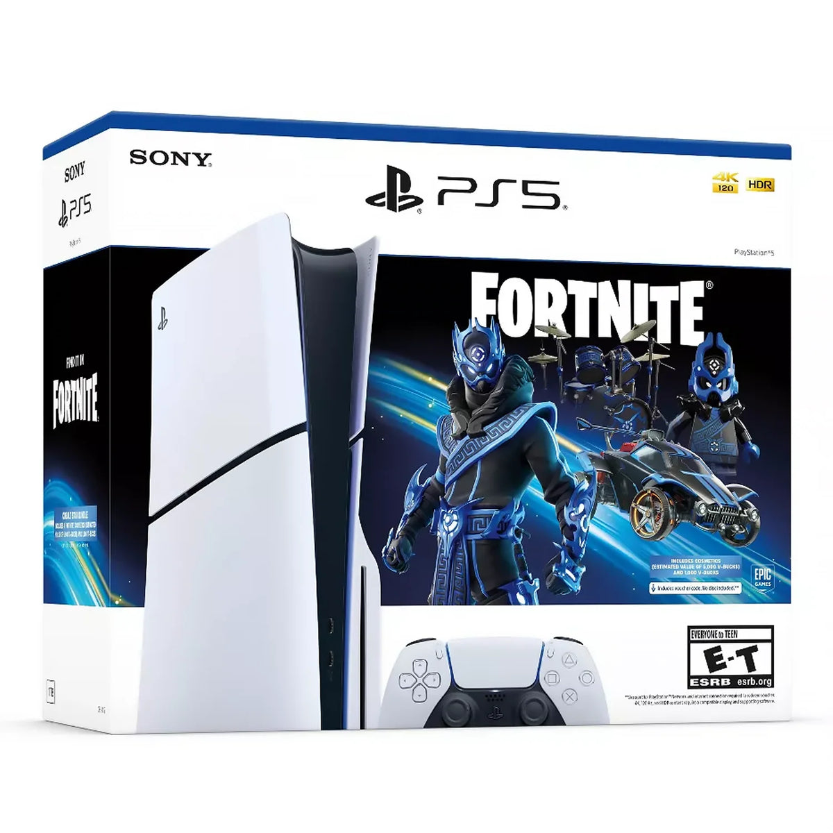 PlayStation 5 Slim Disc Edition 1TB SSD Console – Fortnite Cobalt Star Bundle, 4K UHD Blu-ray, 4K Gaming, Up to 120Hz, DualSense Wireless Controller