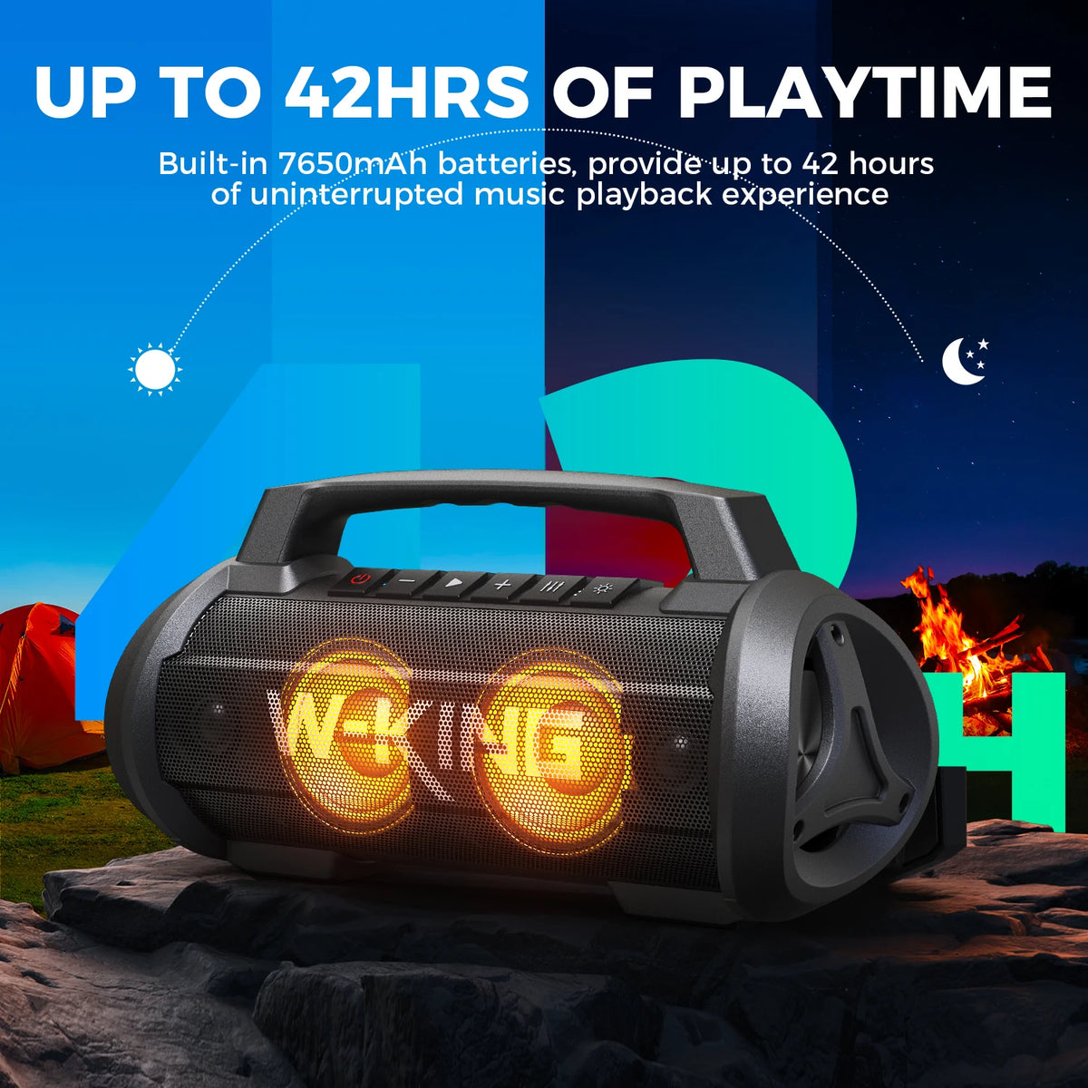W-KING 70W RMS Bluetooth Portable Speaker,  Speaker Wireless Loud IPX6 Waterproof Bluetooth Speakers with Subwoofer/Bass Boost