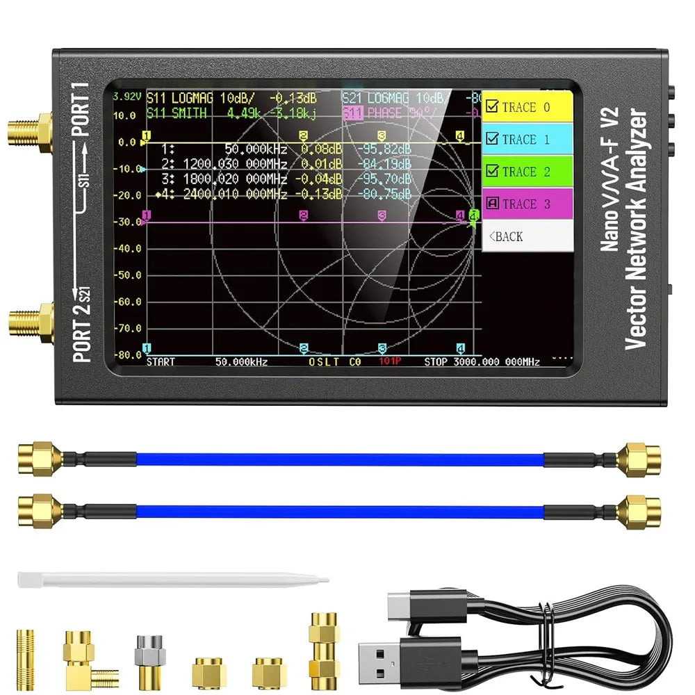 NanoVNA-F V2 Vector Network Analyzer 50KHz-3GHz Antenna Analyzer Ham Radio HF VHF UHF 4.3inch Screen 5000mAh Battery Measuring