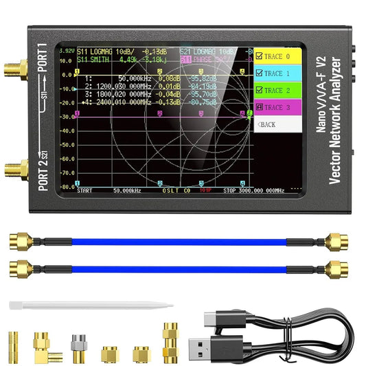 NanoVNA-F V2 Vector Network Analyzer 50KHz-3GHz Antenna Analyzer Ham Radio HF VHF UHF 4.3inch Screen 5000mAh Battery Measuring