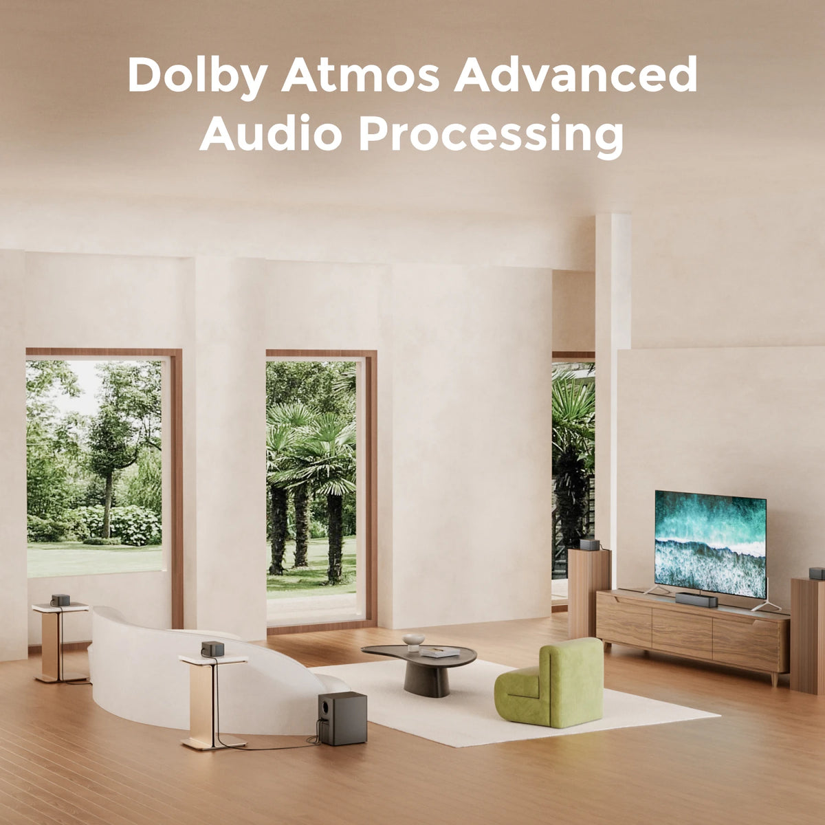 ULTIMEA Poseidon D80 Boom 7.1ch 500W Dolby Atmos Soundbar, Wireless Subwoofer & 4 Surround Speakers, Home Theater TV,APP Control