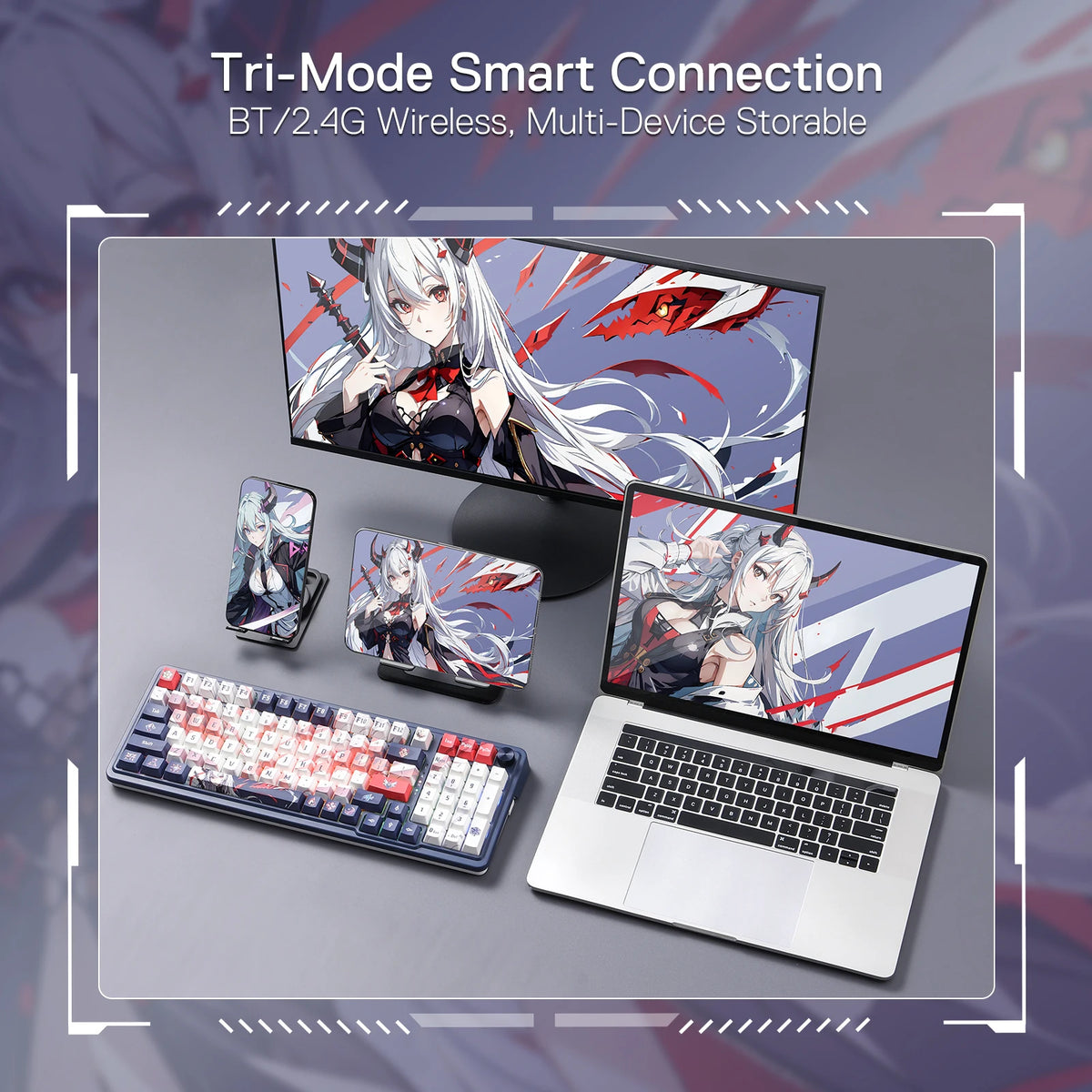Redragon K686 PRO SE Wireless Mechanical Gaming Keyboard 98 Keys Tri-Mode Gasket RGB Hot-Swappable Anime Keyboard