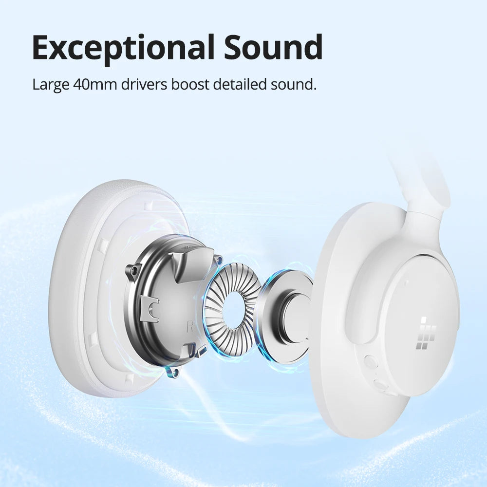 Tronsmart Headphones Sounfii Q20 Bluetooth Headset with Active Noise Cancellation, 50H Playtime, App Control, Dual Audio Mode
