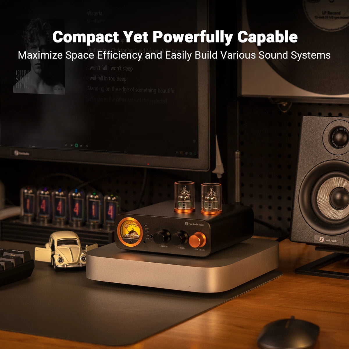 Fosi Audio MC331 2.0 Channel Bluetooth Stereo DAC Amplifier, Mini Audio Power Amp for Passive Speaker, USB DAC Headphone Amp