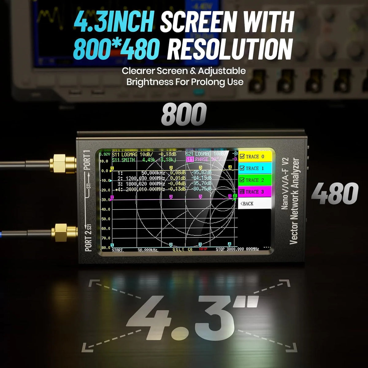 NanoVNA-F V2 Vector Network Analyzer 50KHz-3GHz Antenna Analyzer Ham Radio HF VHF UHF 4.3inch Screen 5000mAh Battery Measuring