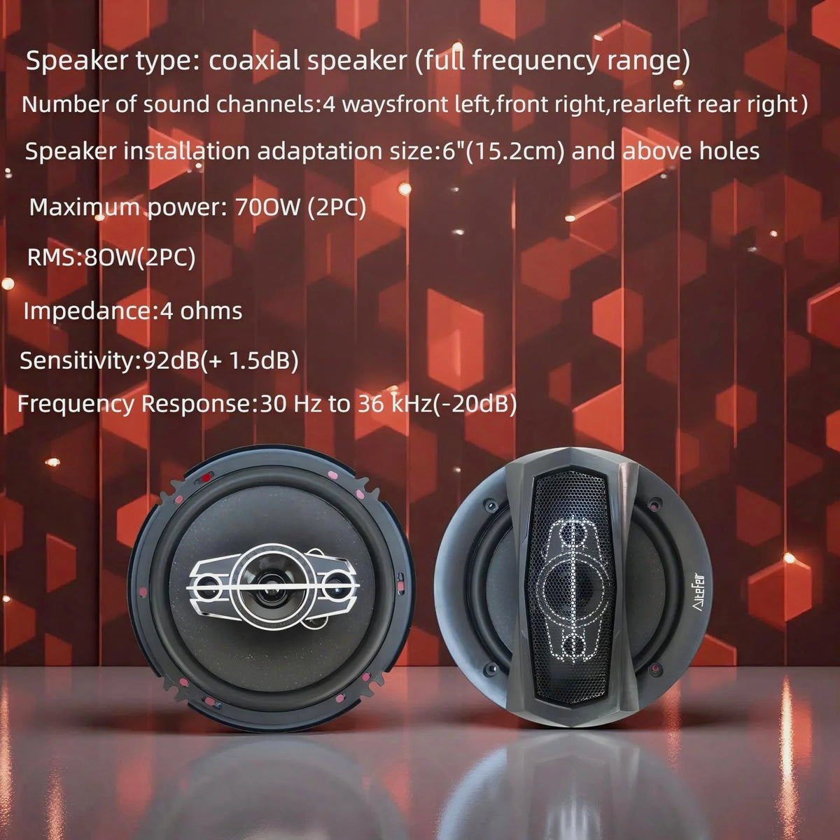 1-Pair 6lnch 700W 4-Way Car HiFi Coaxial Speaker with Dust Cover And AudioCableCar Door Auto Audio Usic Stereo Full Range Frequency Speakers