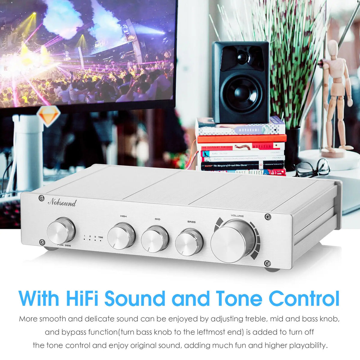 Nobsound HiFi 3-way Class A Digital Stereo Preamplifier 2.0 Channel Home Audio Preamp