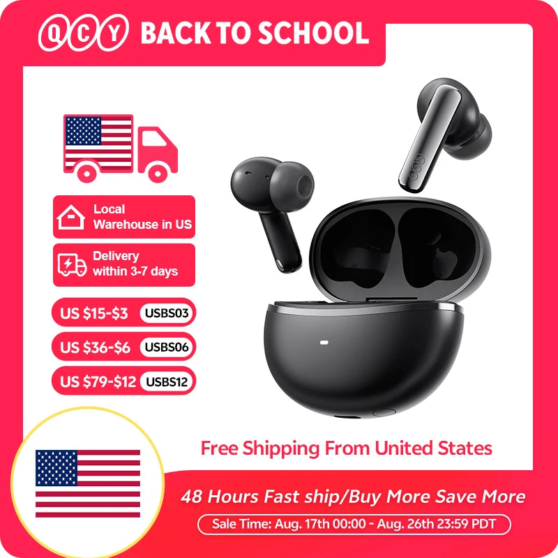Ship From ES/PL/BR QCY HT18 Wireless Earphones Bluetooth 6.0 MeloBuds N70 Adaptive Hybrid ANC 6 Mics LDAC Hi-Res Audio Earbuds
