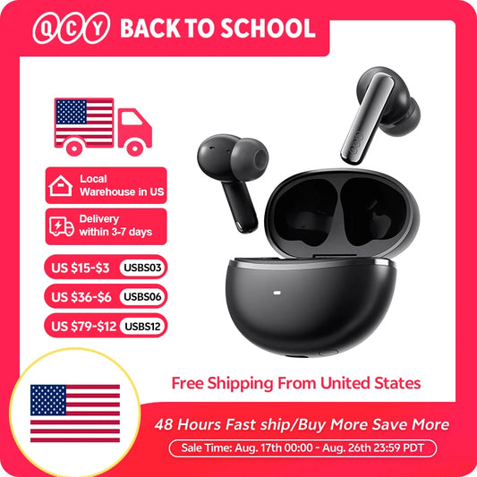 Ship From ES/PL/BR QCY HT18 Wireless Earphones Bluetooth 6.0 MeloBuds N70 Adaptive Hybrid ANC 6 Mics LDAC Hi-Res Audio Earbuds
