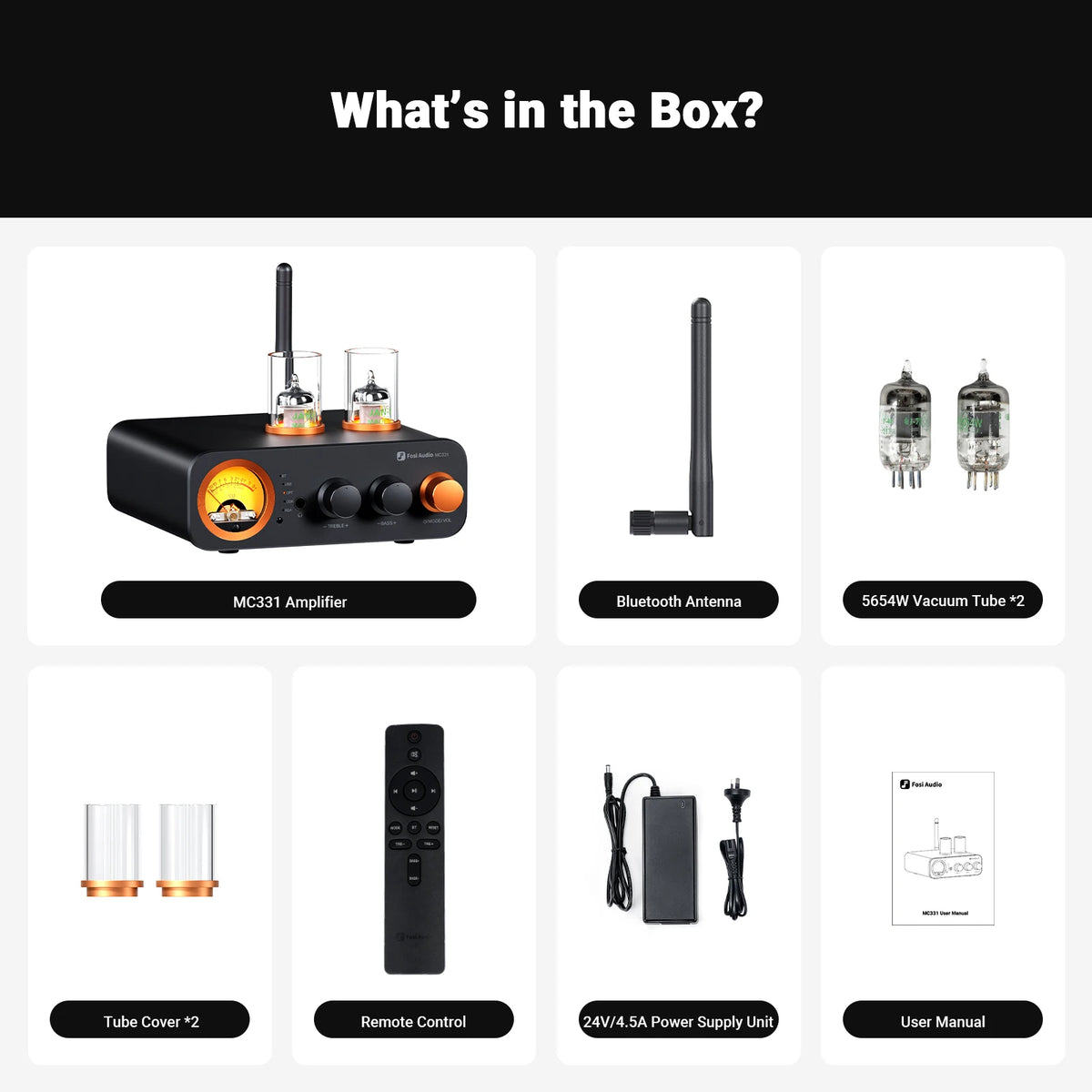 Fosi Audio MC331 2.0 Channel Bluetooth Stereo DAC Amplifier, Mini Audio Power Amp for Passive Speaker, USB DAC Headphone Amp